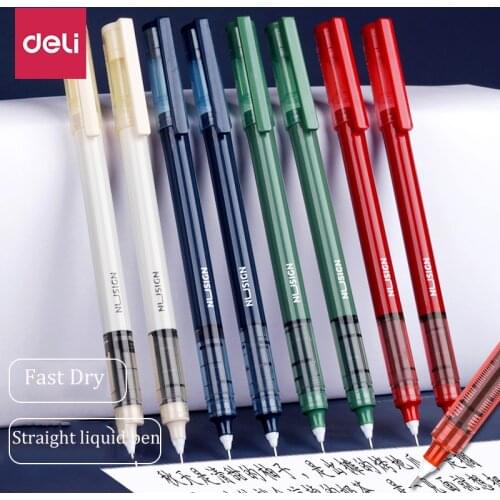 12pcs/set Nusign Straight Liquid Gel Pens 0.5MM Black Ink Refill Neutral Pen 1100M Writing Length For School Office Stationery