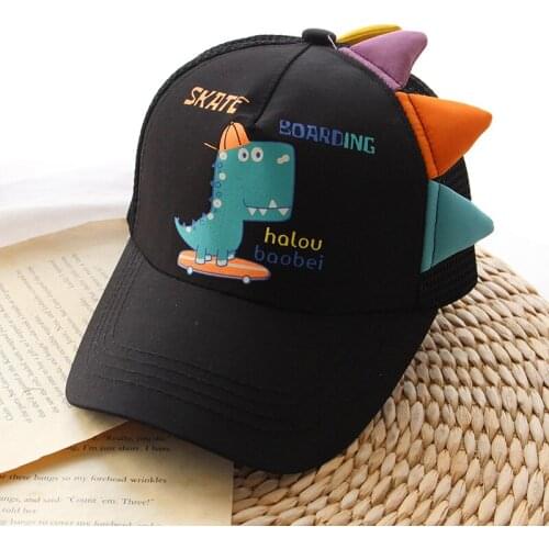 2021 Kids Boys Girls Hats Cartoon Dinosaur Cap Toddler Baby Baseball Cap Cotton Adjustable Visor Sun Hat Peaked Caps Summer