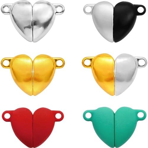 3Set/lot Heart Shape Metal Magnetic Clasp Supplies For Jewelry Necklace Bracelets Hand Made Connected Clasps DIY Making Findings