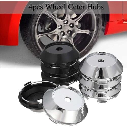 4pcs Universal 68mm ABS Chrome Car Wheel Center Plain Hub Caps Covers Holder