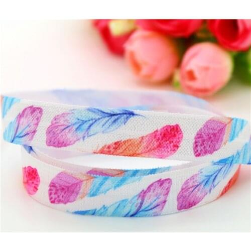 5/8'' Free shipping Fold Elastic feather printed FOE headband headwear hairband decoration wholesale S551