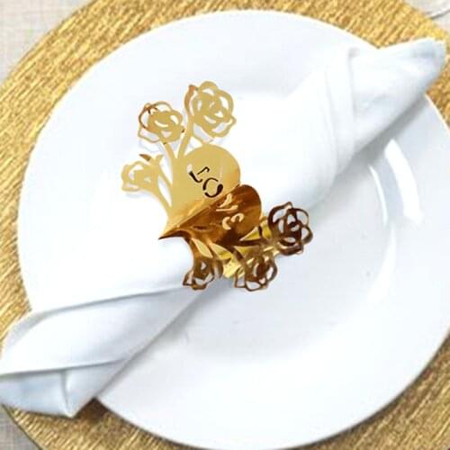 50PCS 10 Colors Love Heart Laser Cut Paper Napkin Ring Holders Napkin Buckle Wedding Banquet Dinner Christmas Party Table Decor