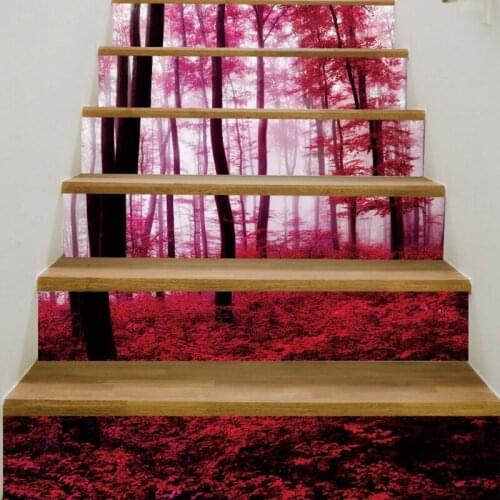 6Pcs Forest Waterproof Tile Floor Stair Stickers Kitchen Decoration Mural Decals