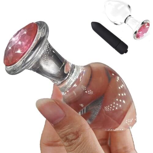 Crystal Glass Anal Plug with 10 Frequency Bullet Vibrator Prostate Massage Butt Plug Adult Sex Toys Clitoral Vibrator Butt Plugs