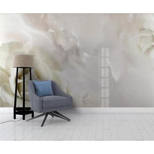 Customized large-scale 3D mural wallpaper European 3D three-dimensional flower marbled background wall decoration painting