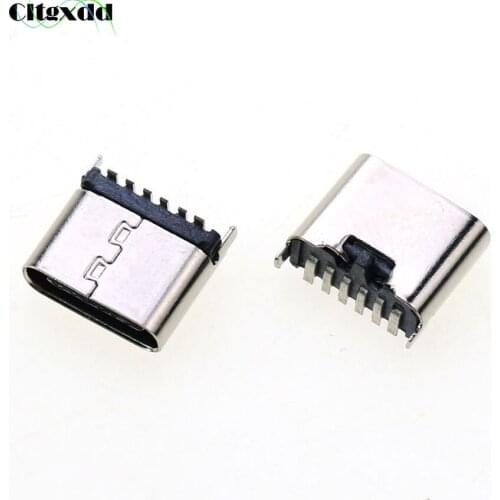 Cltgxdd 2/5/10pcs USB Type C Connector on Board 6Pin 6.8/6.85MM 180 Degree Vertical Sticker High-speed USB-3.1 Female Socket
