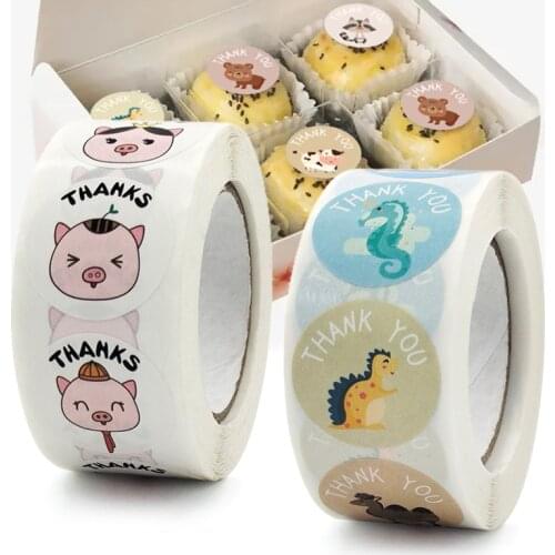 Kids Cartoon Animal Sticker Roll 500-Count Stickers Round Teacher Encouragement Motivational Lable Sticker for Teacher A