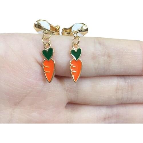Children Ear Clip Kids Cute Mini Radish Fashion Enamel Earring No Piercing Ear Rings For Girl Gift Jewelry Korean Ear Clip NEW