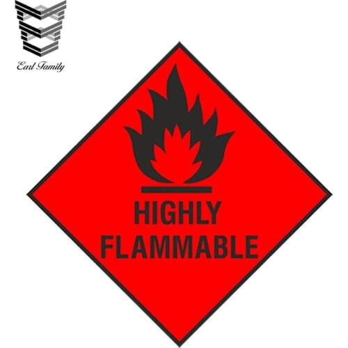 EARLFAMILY 13cm x 13cm Car Styling HIGHLY FLAMMABLE Warning Car Sticker Safety for Locker Laptop Fridge Bumper Waterproof Decal