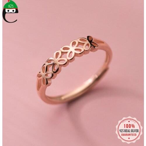 ElfoPlataSi 925 Sterling Silver Fashion Hollow Butterfly Opening Finger Ring For Women Wedding Anniversary Fashion JewelryDD756