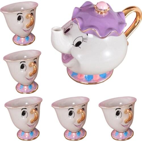 2019 Hot Sale New Cartoon Beauty And The Beast Teapot Mug Mrs Potts Chip Tea Pot Cup Lovely Nice Gift Free Shipping