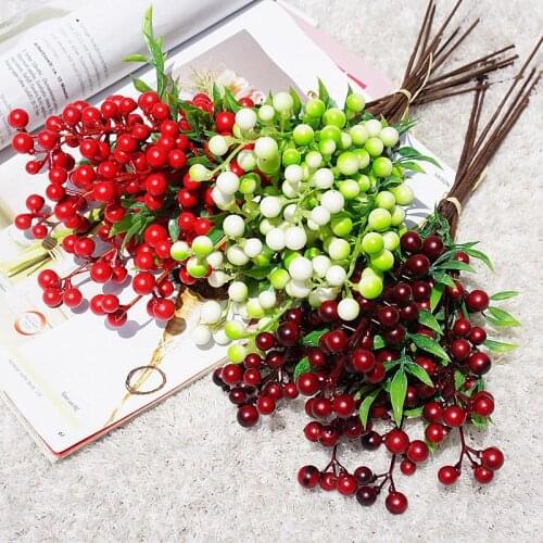6Pcs/Set Lifelike Plastic Berry Pick Lightweight Decorative Artificial Berry Fake Berry Stem Photography Props Party Supplies