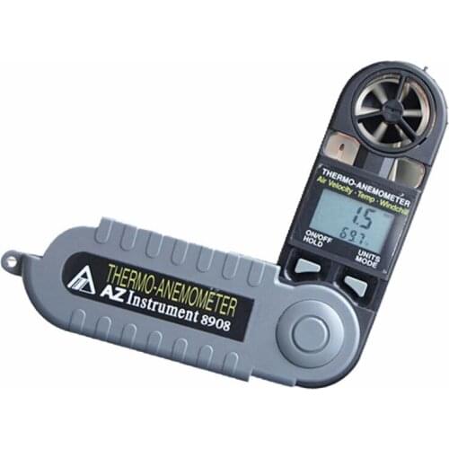 AZ8908 pocket digital anemometer, anemometer, hand-held wind speed / air temperature tester, measuring Air volume, foldable
