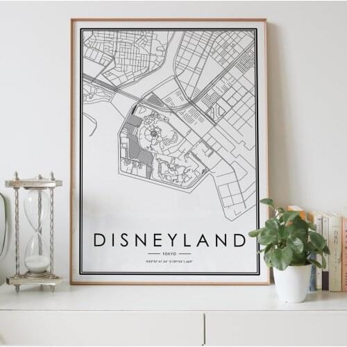 DISNEYLAND Tokyo Japan city map Nordic Living Room Decoration Canvas Poster Modern Home Decor Art Print Painting