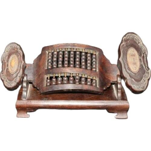 China Old Beijing Red Wood Carving Ruyi Abacus With Wood Carving Frame