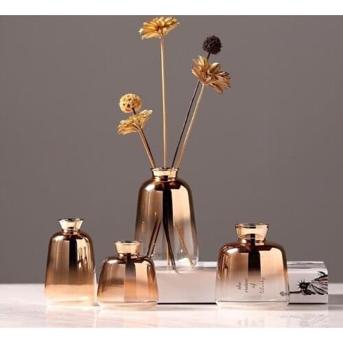 Creative Modern Coffee Color Gradient Art Glass Vase Desktop Flower Storage Decoration