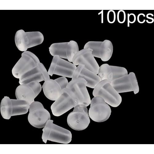 100pcs/lot Bullet-shaped Round Rubber Earring Backs Stoppers Ear Stud Earrings Cap Transparent Ear Plugging Blocked Studs