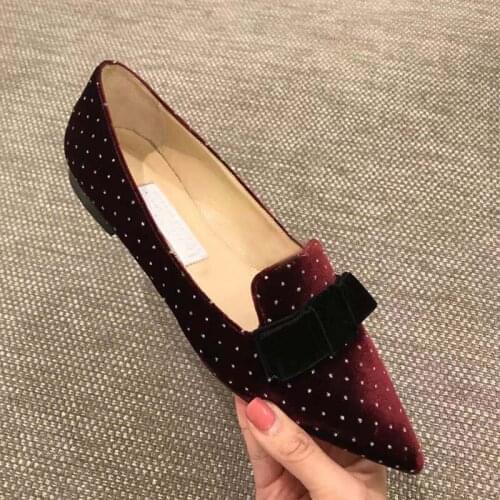 2019 Hot Sale Women Flat Shoes Pointed Toe Boat Shoes Woman Bowknot Loafers Slip On Shoes Dress Casual Flats