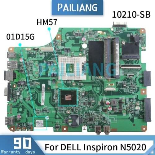 PAILIANG Laptop motherboard For DELL Inspiron N5020 Mainboard 10210-SB 01D15G HM57 DDR3 tesed