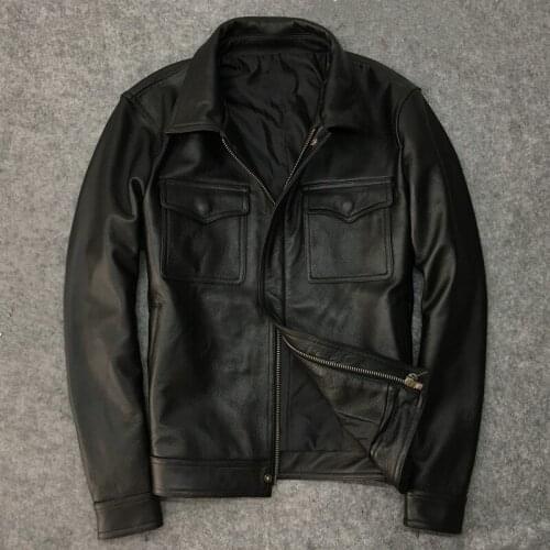 2021 Autumn Mens High quality cow leather jackets coat men A422