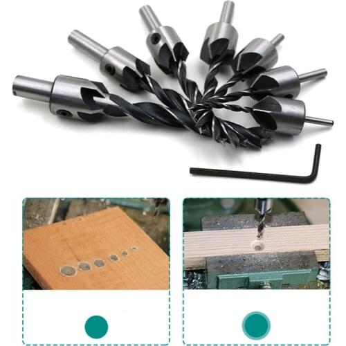 7Pcs/4Pcs Hss 5 Flute Countersink Drill Bit Set 3mm 4mm 5mm 6mm 7mm 8mm 10mm Reamer Woodworking Chamfer Hand Tool Sets