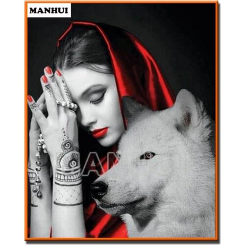 New Diy diamond painting Beauty and wolf Mosaic Diamond Cross Painting Stitch diamond painting mosaic crafts MH616