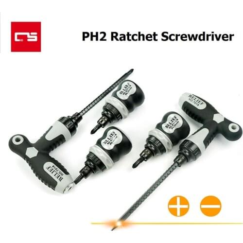PH2 Screwdriver Double Head Phillips Slotted Screw Tool Kit Ratchet Screwdriver CR-V T-type/Straight Handle Effortless Hand Tool