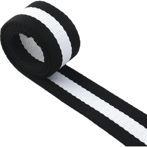 32mm White Black Striped Webbing Polyester Cotton Fabric Belt Canvas Ribbon for Bag Pet Collar Backpack Clothes Decorations