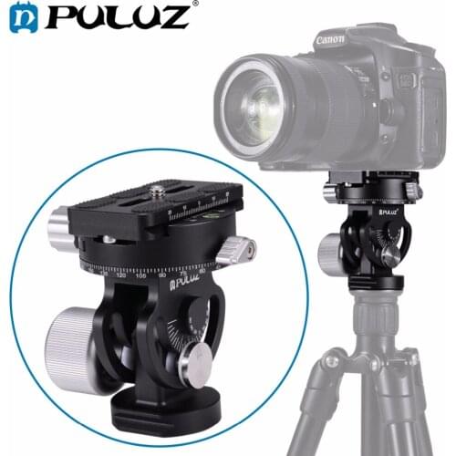PULUZ 2 Way Pan/Tilt Tripod Head Panoramic Bird Watching Photography Head w/Quick Release Plate 3 Bubble Level Carry Bag