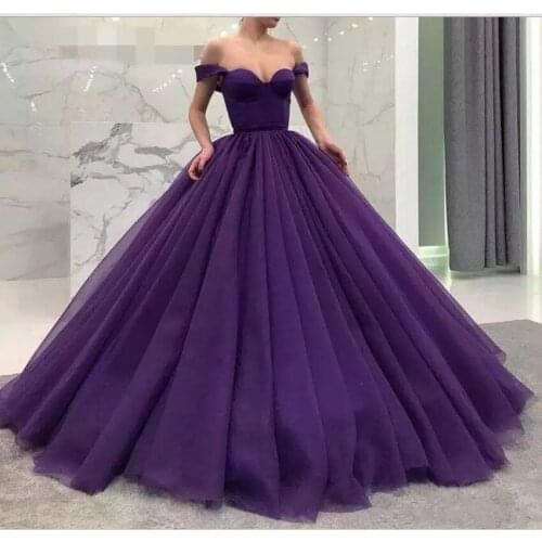 Puffy Quinceanera Dresses Ball Gown Off The Shoulder Floor Length Tulle Cheap Sweet 16 Dresses
