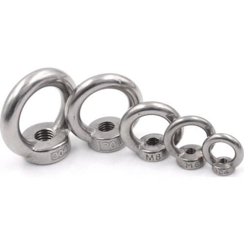 Hot sale M5/M6/M8/M10/M12 Eye Nut Stainless Steel Marine Lifting Eye Nut Ring Nut Loop Hole For Cable Rope Lifting