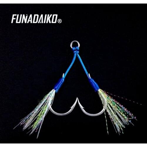 FUNADAIKO fishing hooks assist hook double jig hooks assist hook double jigging hook jig hook fishhooks hook fishing