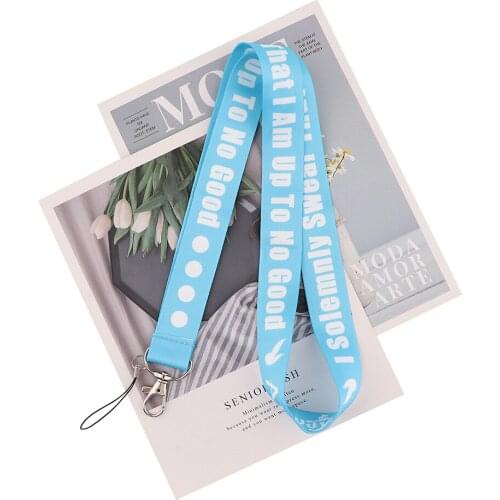 Ransitute R2220 Text Blue Neck Strap Lanyards ID Badge Card Holder Keychain Phone Gym Strap Webbing Necklace Gift