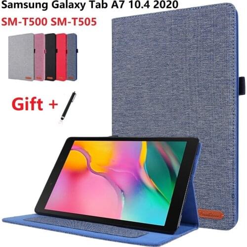 Smart Tablet Cover for Samsung Galaxy Tab A7 10.4 SM-T500/T505/T507 Wake up/ Sleep Flip Folding Stand for T500 T505 funda+ pen
