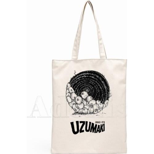 Junji Ito Fashion Canvas Bag Women Girls Simple Large Capacity Storage Handbag Shoulder Bag Tote Reusable Student Bookbag