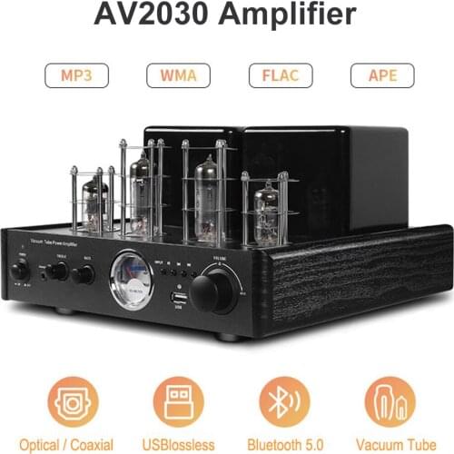Bluetooth Amplifier AV2030 HIFI Stereo Tube Amplifier Optical Coaxial USB Bluetooth Lossless Music support 110V and 220V