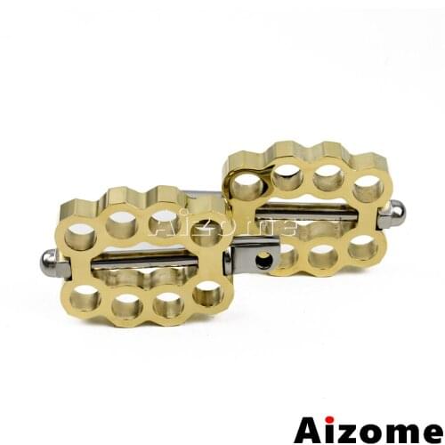 Vintage Motorcycle Brass Knuckle Footrest Footpegs For Harley Dyna Sportster Softail Touring Male Mount Footrests Foot Pegs