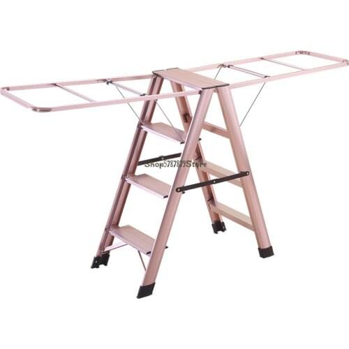 Indoor Multi-functional Aluminum Alloy Folding And Thickening Climbing Ladder For Clothes Drying And Quilt Drying
