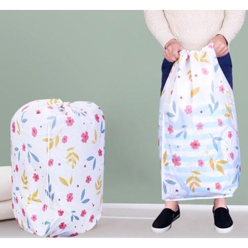High Capacity Cylinder Quilt Blanket Clothes Closet Organizer Bag Portable Waterproof Printing Foldable Sorting Storage Packing