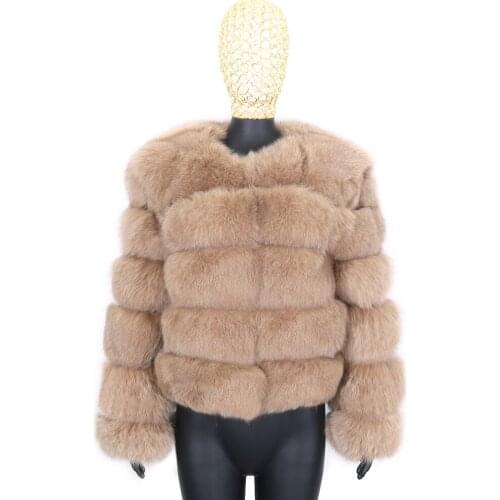 2021 Winter Jacket Women Real Fur Coat 11XL Natural Big Fluffy Fox Fur Outerwear Streetwear Thick Warm Three Quarter Sleeve