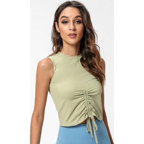 Cute Drawstring Sport Top Fitness Women Yoga Shirts Sleeveless Workout Tops Slim Fit Running Tank Top Gym Clothing