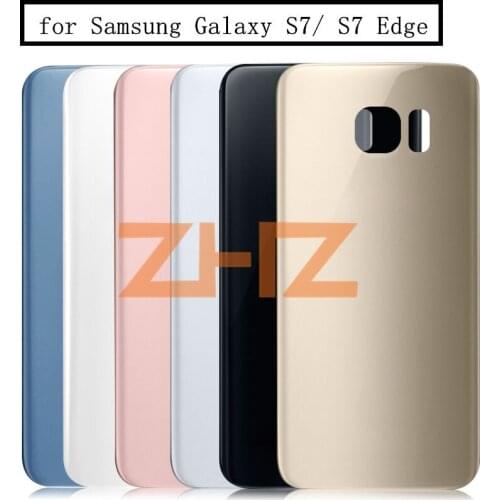 10pcs/lot For Samsung Galaxy S7 G930F S7 Edge G935F Glass Battery Back Cover Rear Door Housing Cover 3M Glue Replacement Parts