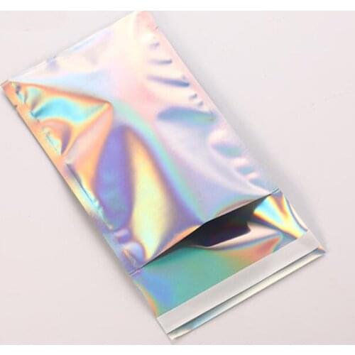100pcs/lot Laser Plastic Ziplock Bag Self-adhesive Envelope Bag Shipping Bags for Jewelry/Cosmetics/Phone Case Packaging
