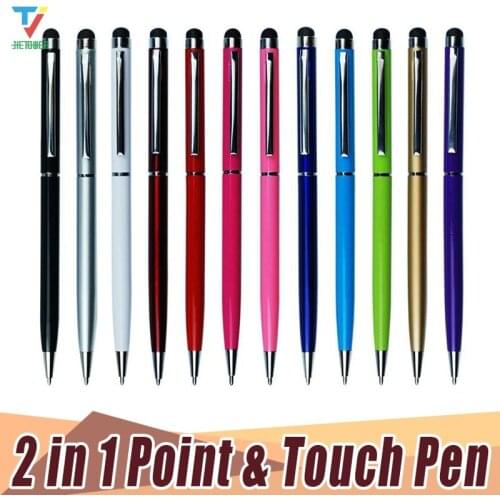500pcs/lot Point Stylus Capacitive Touch Metal Stylus Pen Touch For ipad for iphone 2in1 Touch Screen Stylus gel ink pen cheap