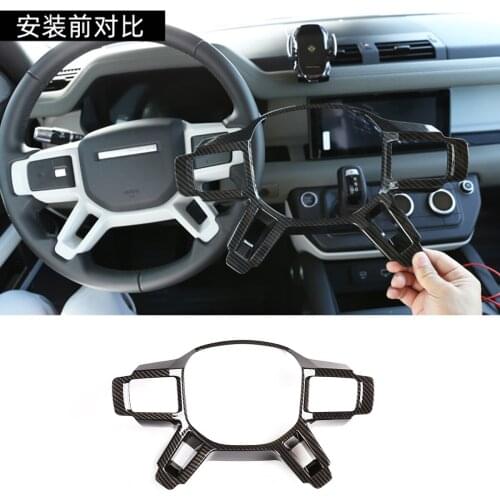 ABS for Land Rover Defender 110 2020 Steering Wheel Decorative Cover Trim Sticker Carbon fiber pattern Car Inner Accessories