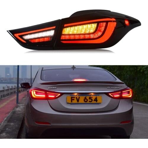 DNO Car LED Taillight For Hyundai Elantra 2011 2012 2013- 2015 12V Rear Running Lamp Brake Reverse Dynamic Turn Signal Taillamp