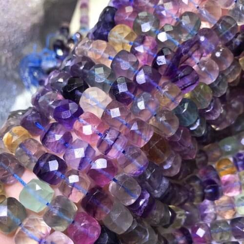LOOSE BEADS candy multicolor Fluorite square faceted 10mm wholesale for DIY jewelry necklace 36cm