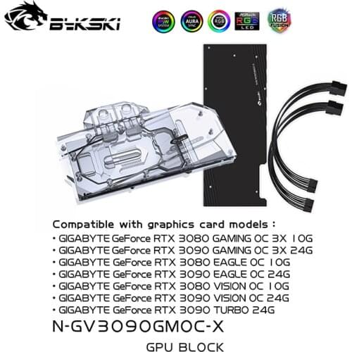 Bykski Water Block use for GIGABYTE RTX 3080 3090 GAMING / EAGLE / VISION OC 10G / TURBO 24G / Copper Block / Backplate RGB AURA