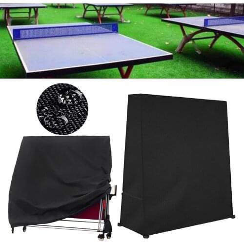 Table Tennis Table Cover, Heavy Duty Rip Proof 210D Oxford Fabric Ping Pong Table Cover Indoor/Outdoor Waterproof Anti-UV Black
