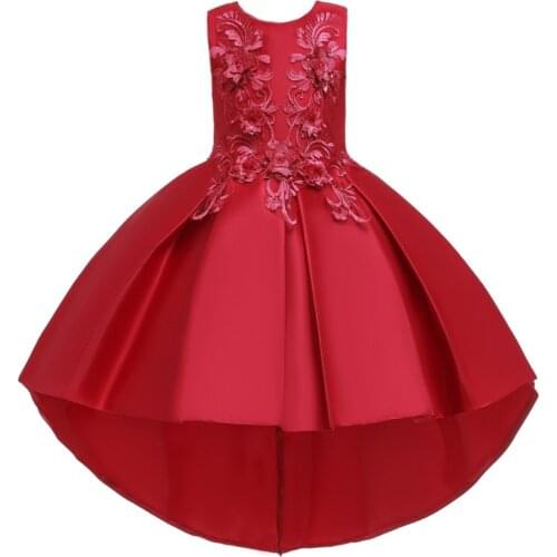 Children Clothing 2021 New Girls Princess Dresses Girl Red Tail Dress Children Catwalk Performance Dress Easter Clothes 3-14 Age